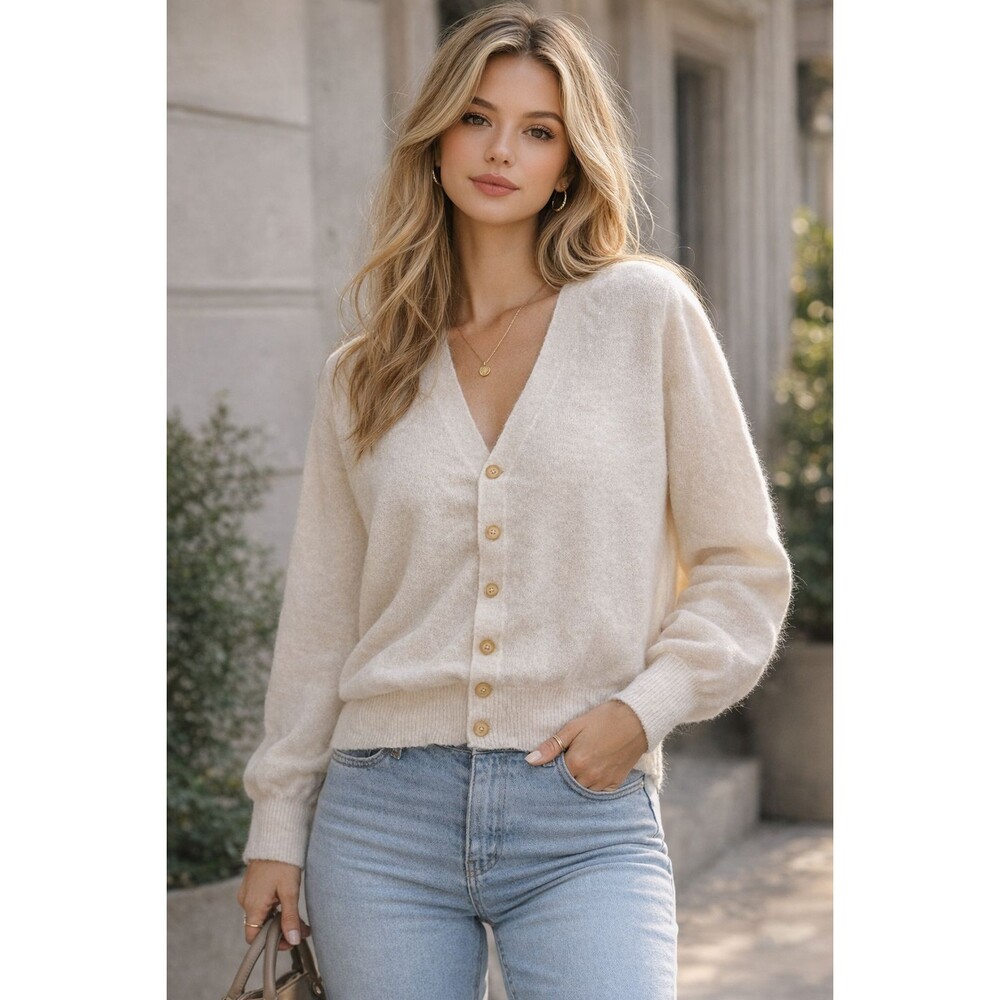 St Croix Quanpaca Wool Cardigan XXL Cream Luxury Button Front Sweater VTG